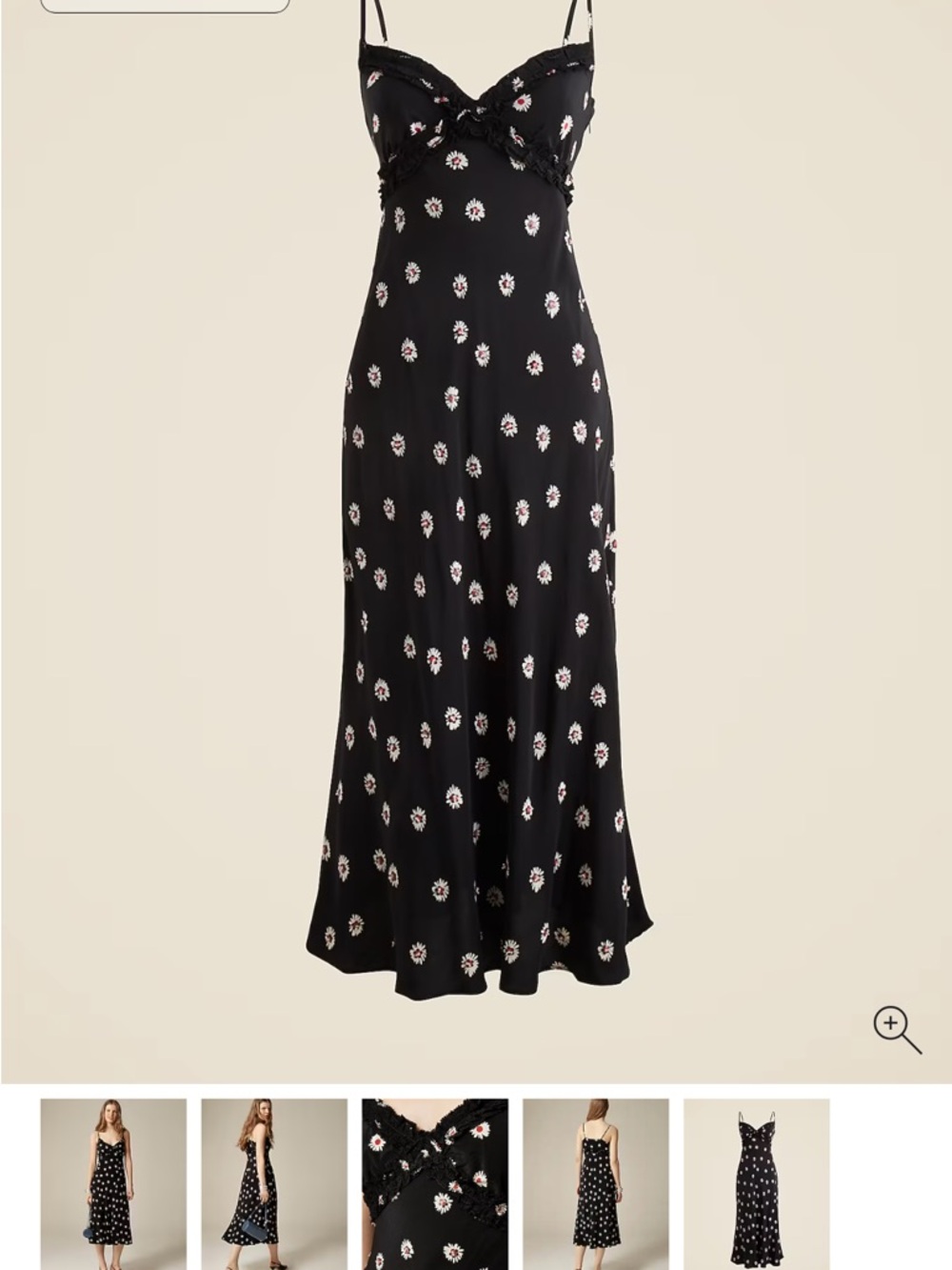 J Crew Collection embellished ruffle-trim slip dress